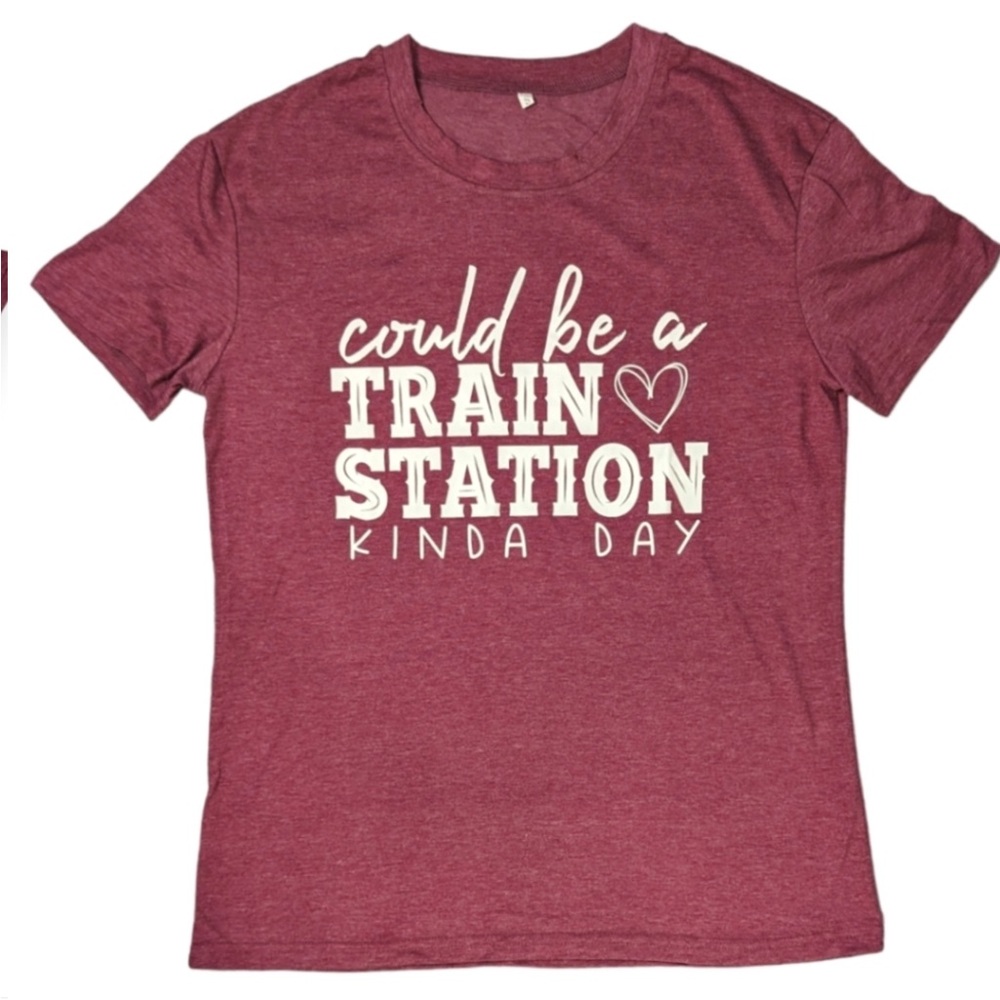 2 For 1  “Could Be A Train Station Kinda Day” 1 Animal Print & 1 Burgundy XL NEW - Picture 2 of 7